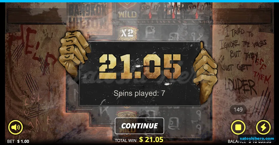 Hands hold board showing 21.05 payout