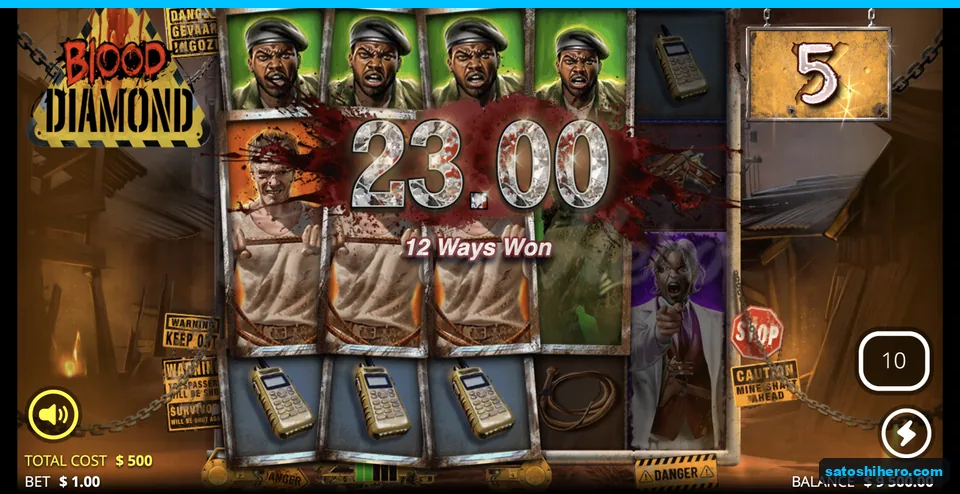 Four chained reels show $23.00 spin win