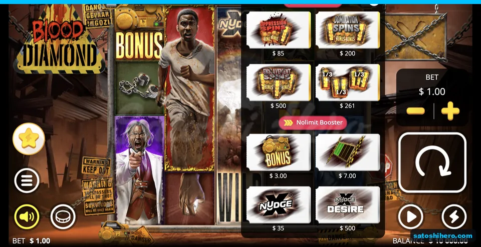 Bonus buy panel lists fixed tiers and boosters