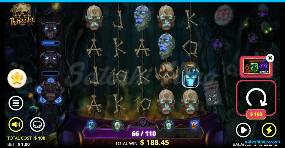 Total win reads 188.45 after respins