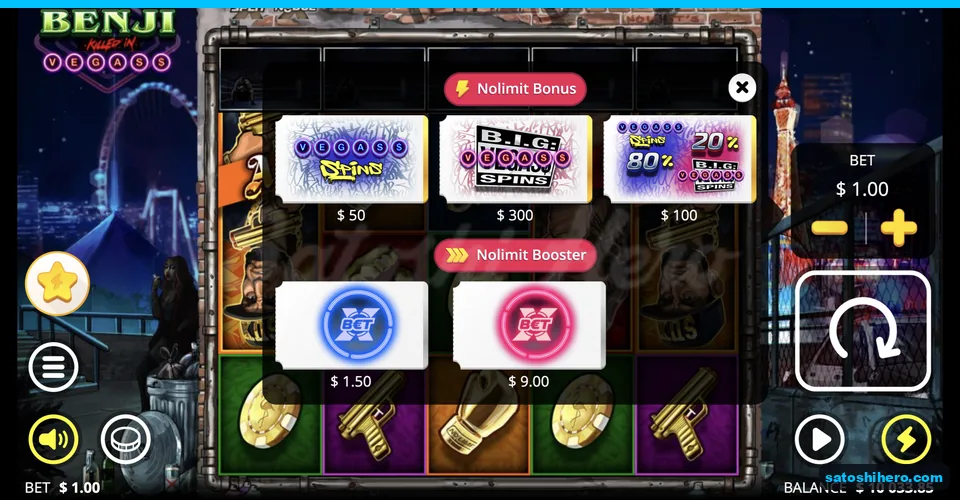 Bonus buy menu lists three prices