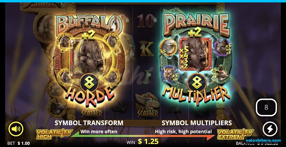 Choice screen with two bonus mode panels