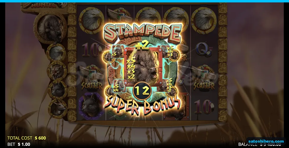 Opening panel shows twelve spins and $600 cost