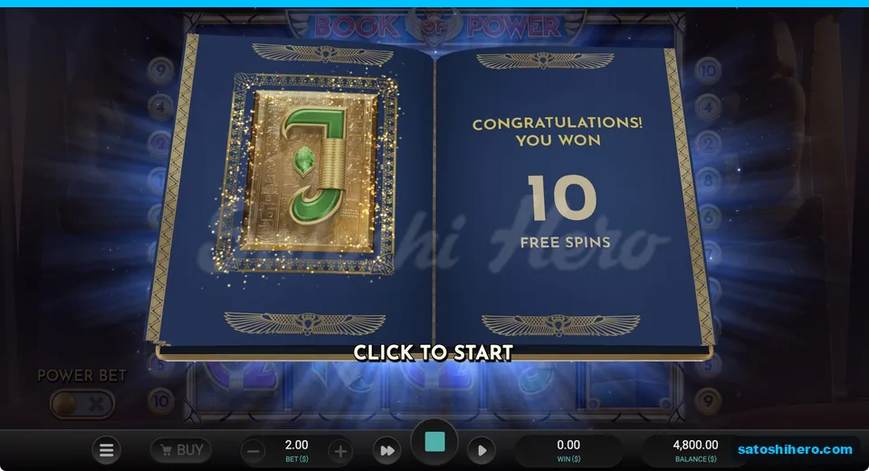 Blue book selects J for ten free spins