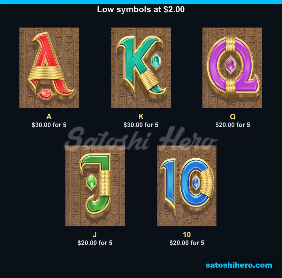 Gold card letters fill the lower paytable