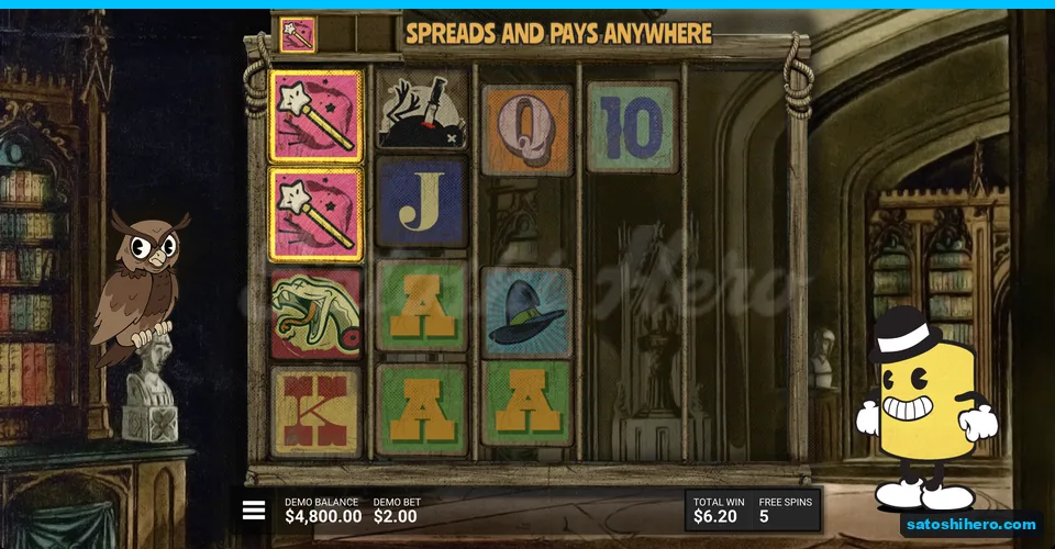 Golden magic wand lands during free spins