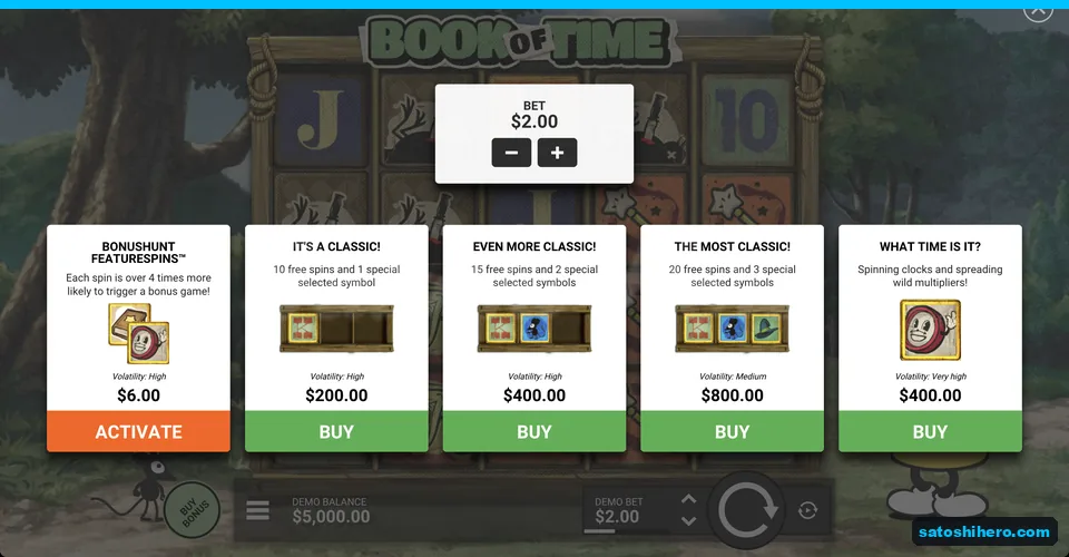 Bonus buy panel lists four feature prices
