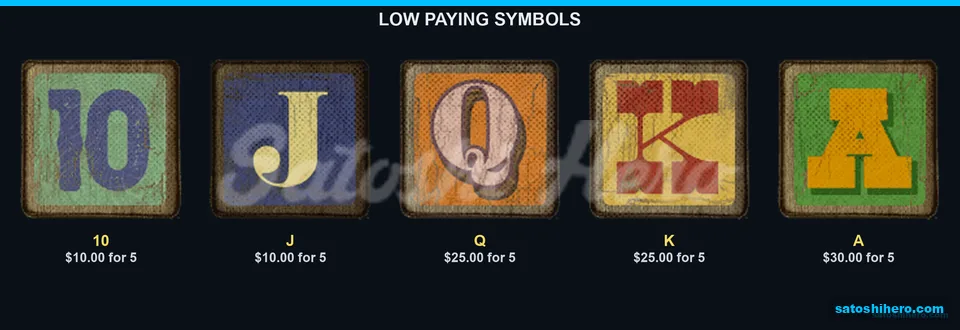 Card rank symbols show low pay values