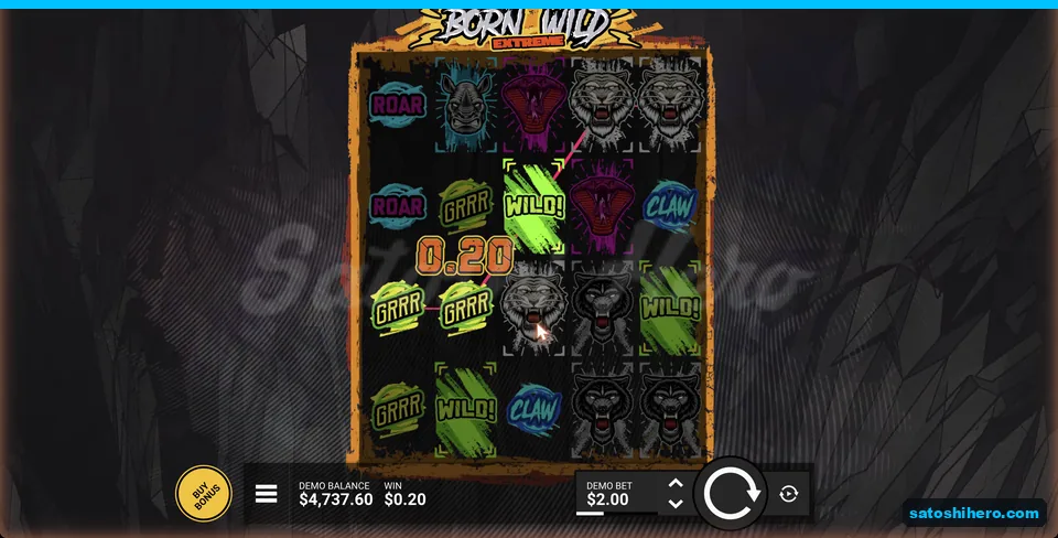 Grrr symbols show a twenty-cent line win