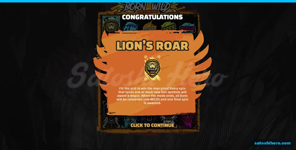 Rule card explains full-grid lion prize route