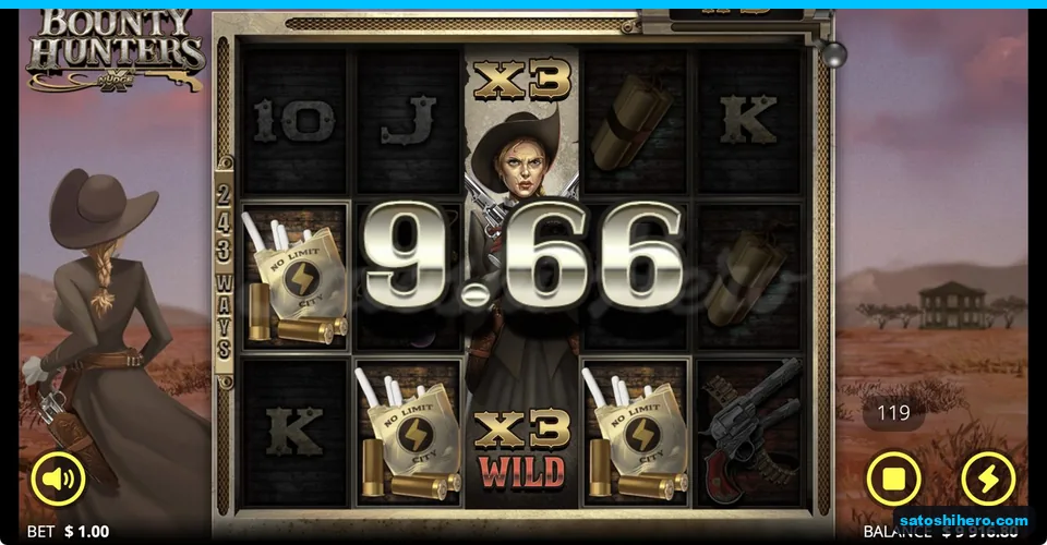 Stacked gunslinger Wild pays shell pouches