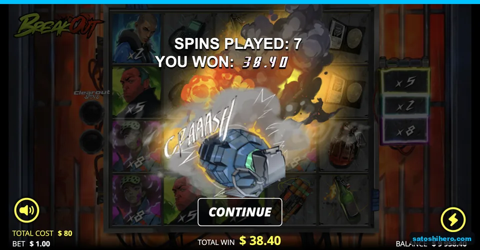 Seven bought spins end with 38.40 won