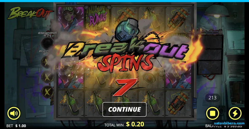 Breakout Spins banner awards seven spins