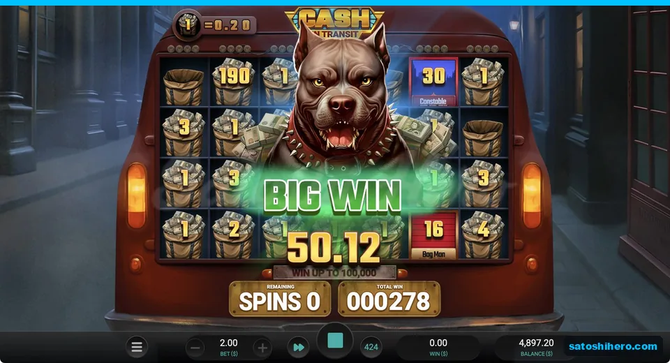 Big Win banner over 278 coin total