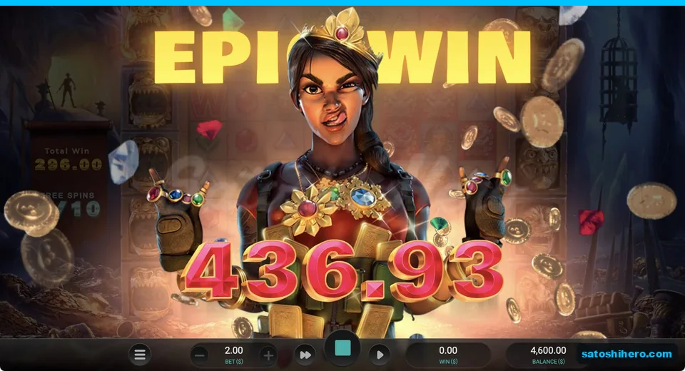 Epic Win banner shows late cascade payout