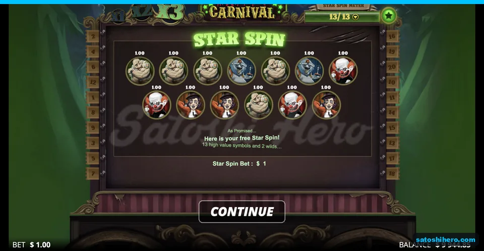 Collected symbols fill the Star Spin card