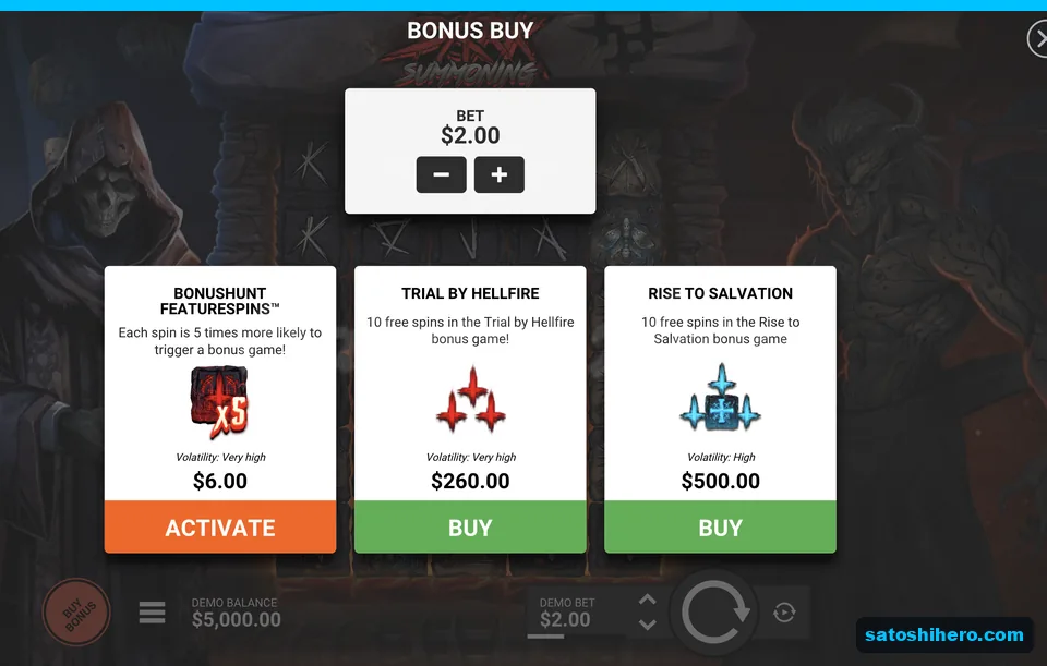 Bonus buy menu lists three prices