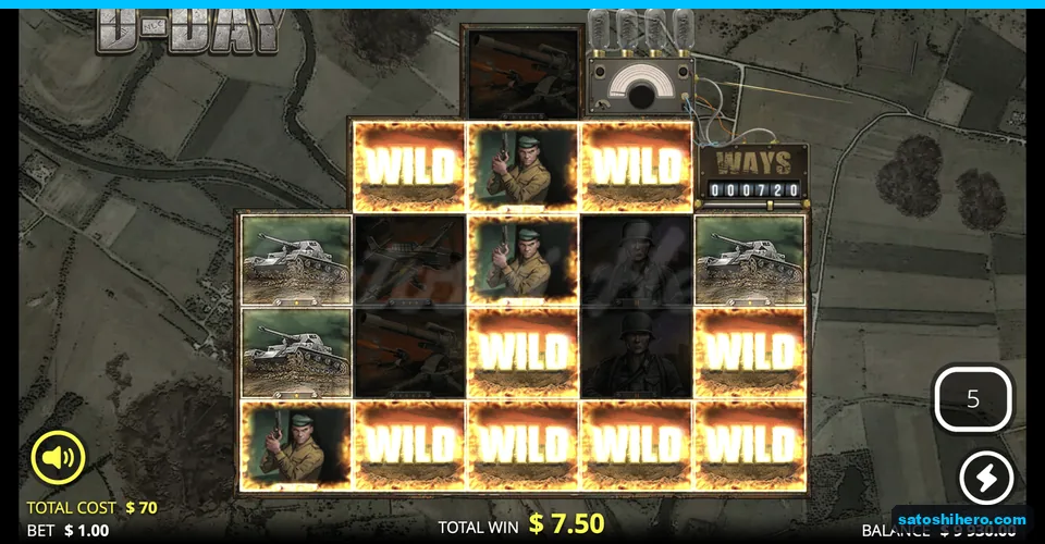 Howitzer Wild spread with five spins remaining