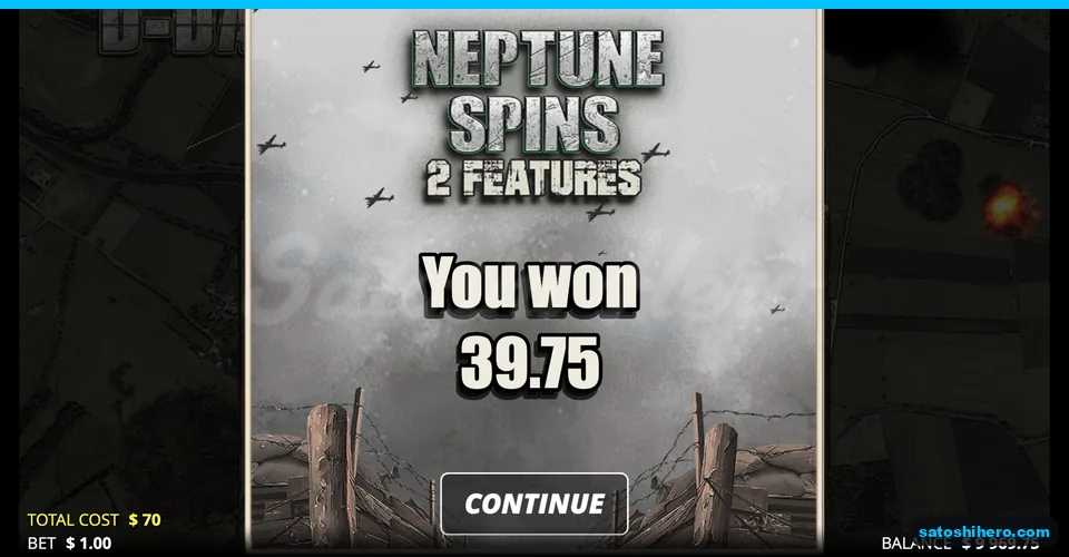 Neptune Spins collect screen showing 39.75