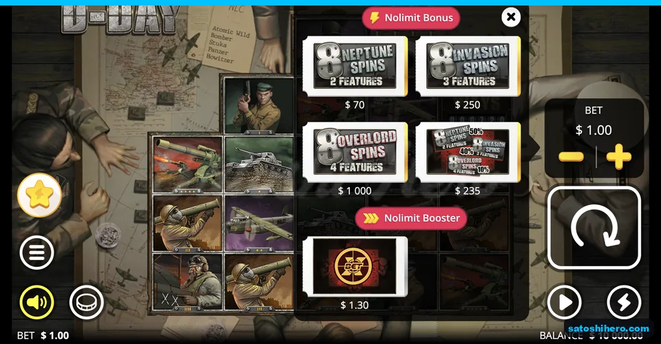 Bonus buy menu with five purchase options
