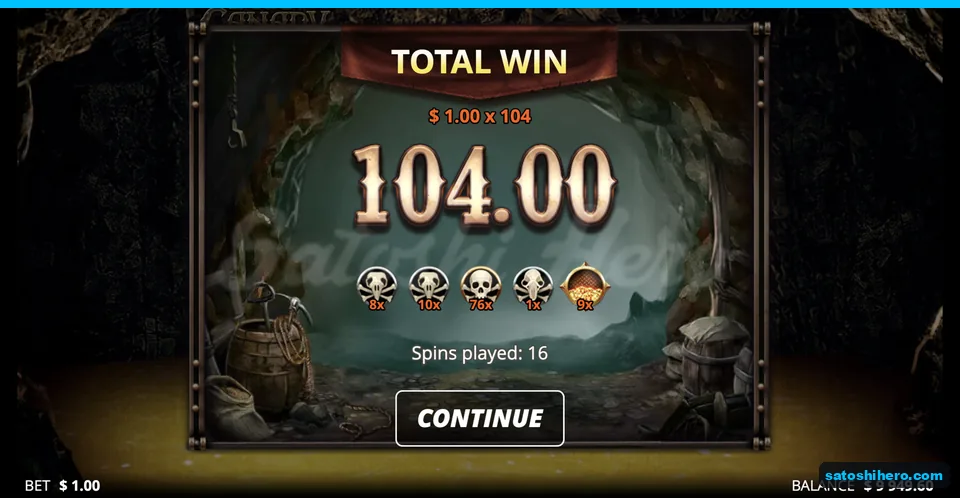 Second free spins result totals 104.00
