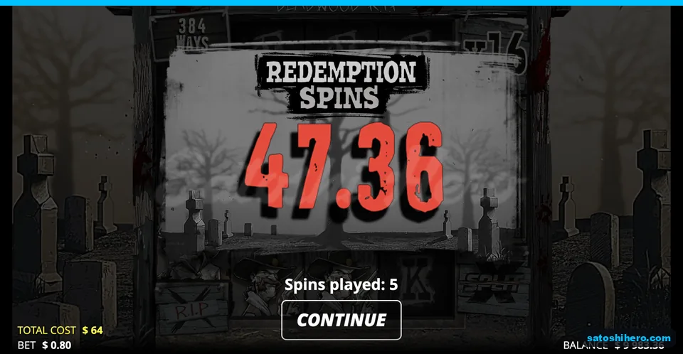 Redemption Spins total shows 47.36 paid