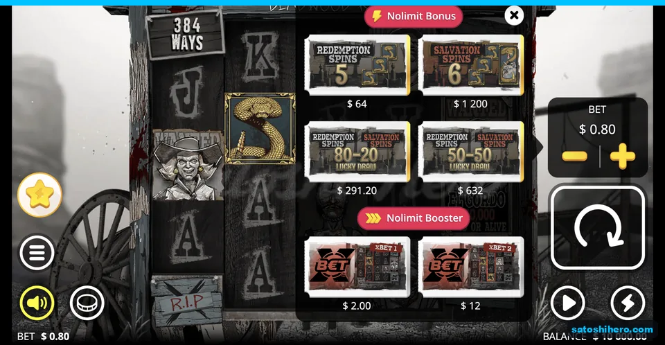 Bonus buy menu lists four feature prices