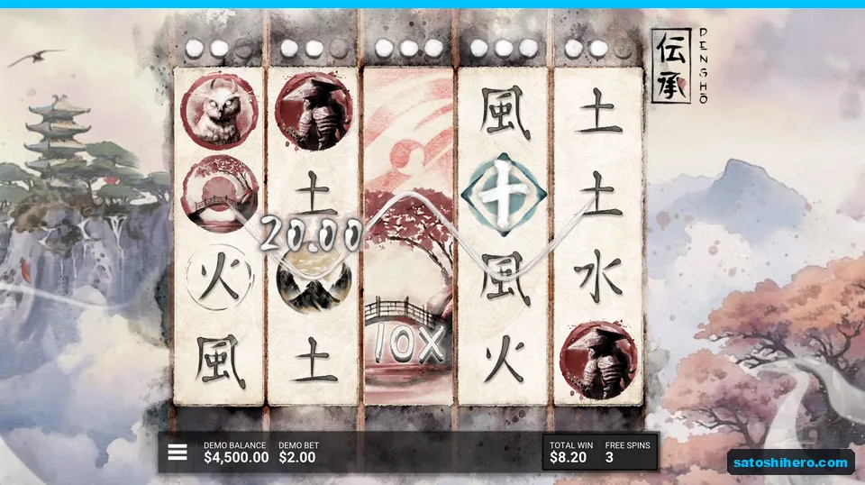 Bridge 10x reel pays 20.00 line