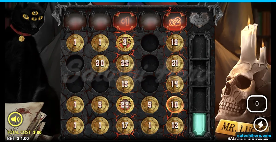 Coin grid nearly full with two lit columns