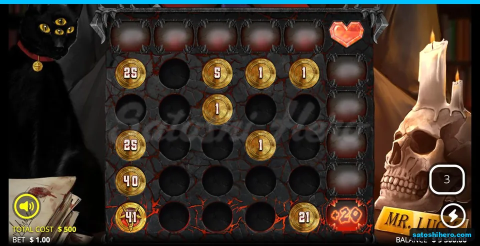Coin board shows row slots and high values