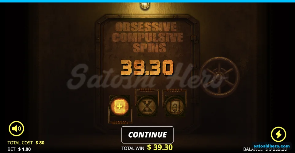 Vault door shows 39.30 payout total