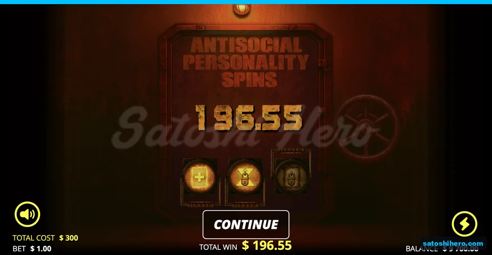 Red vault door shows 196.55 payout