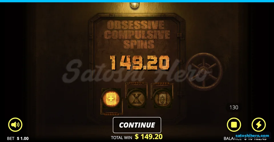 Vault door shows 149.20 bonus total