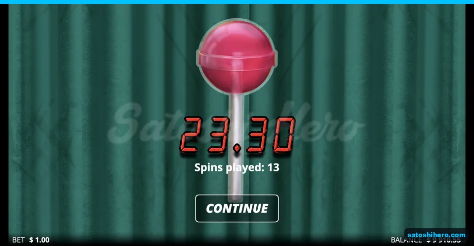 Lollipop screen shows 23.30 payout