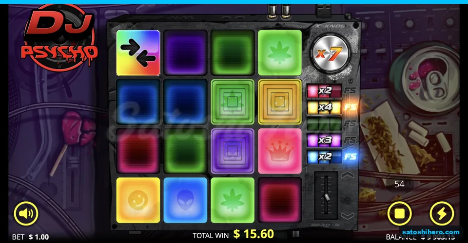 xKnob dial shows x7 with lit pads
