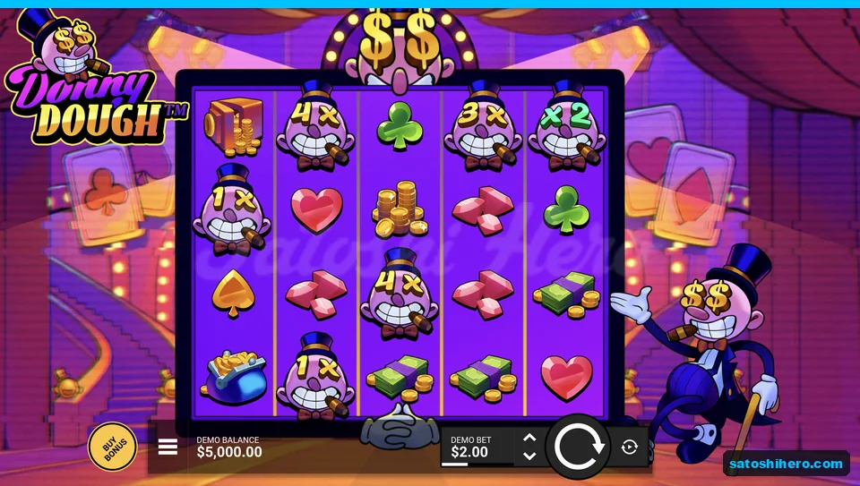 Purple stage grid with gems cash and faces