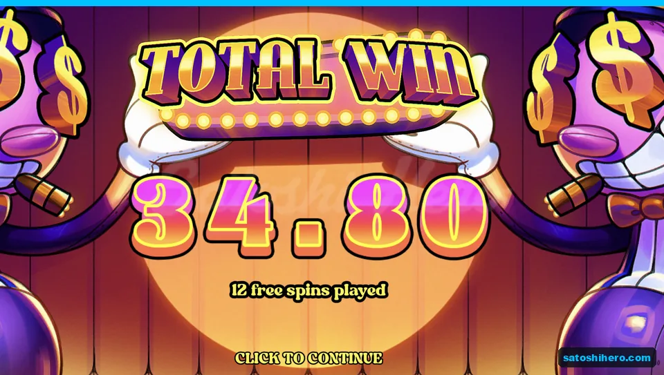 Total Win card shows 34.80 from spins
