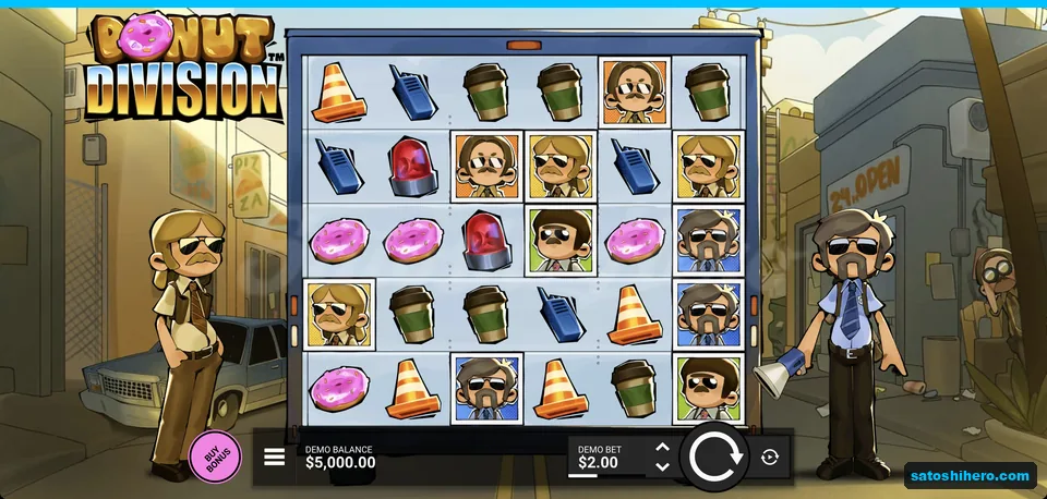 Back alley grid with officers and donuts