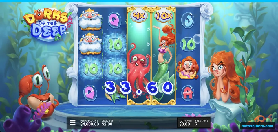Octopus and Mermaid reels pay $33.60