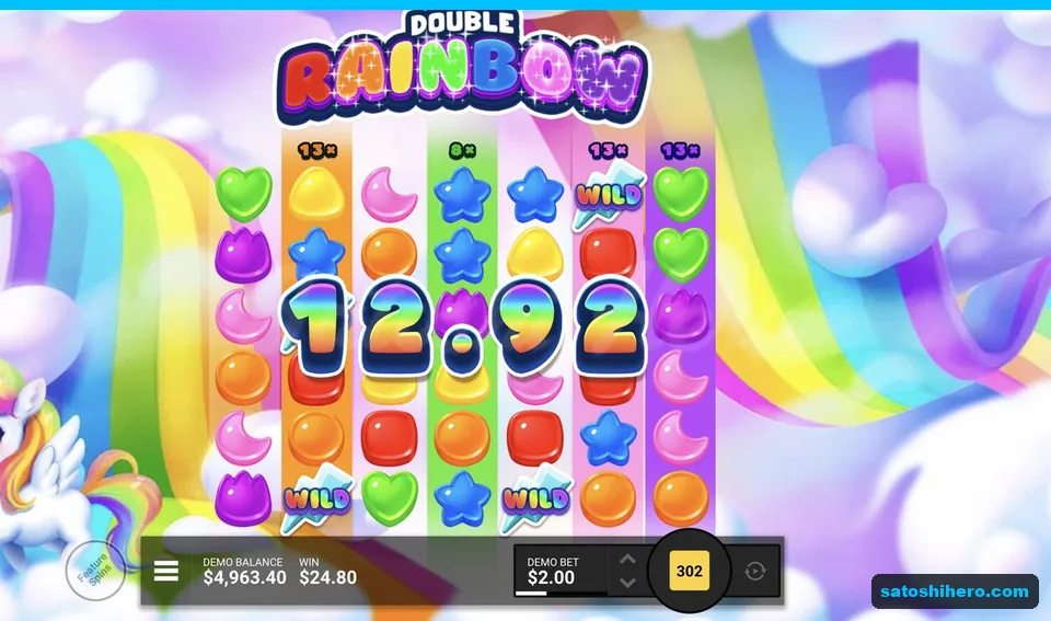 Rainbow Reels show a $12.92 cluster win