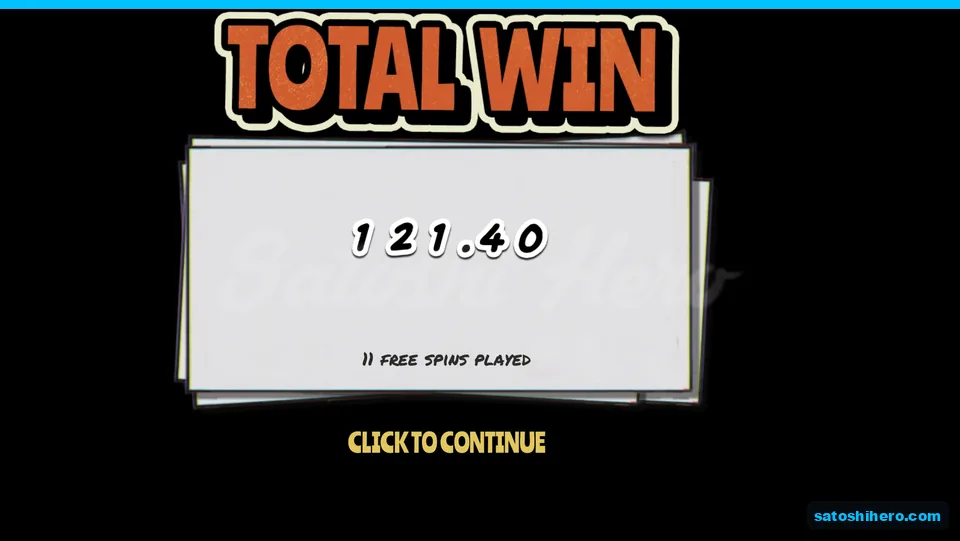 Total Win card shows 121.40 from eleven spins