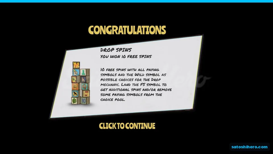 Congratulations card awards ten Drop Spins