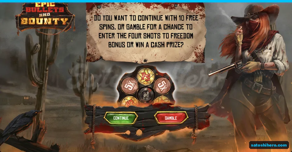 Wanted poster offers continue or gamble