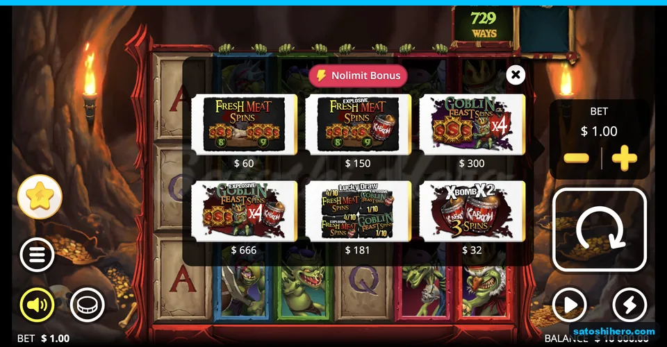 Bonus buy cards show feature prices