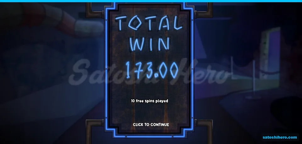 Total Win screen shows 173.00