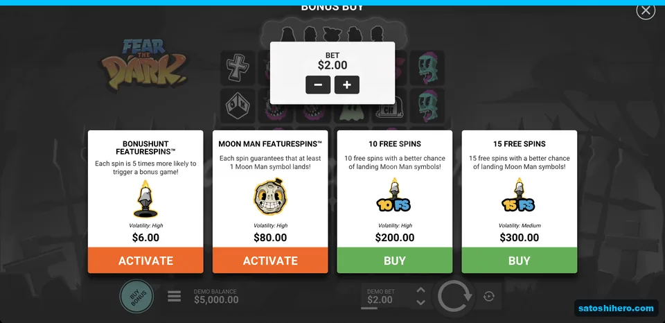 Bonus buy menu shows four prices