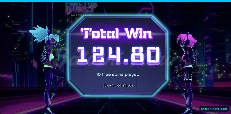Total win screen shows 124.80