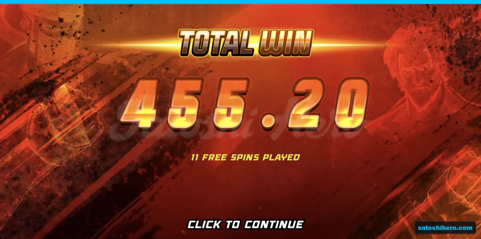 Total Win screen shows 455.20 from eleven spins