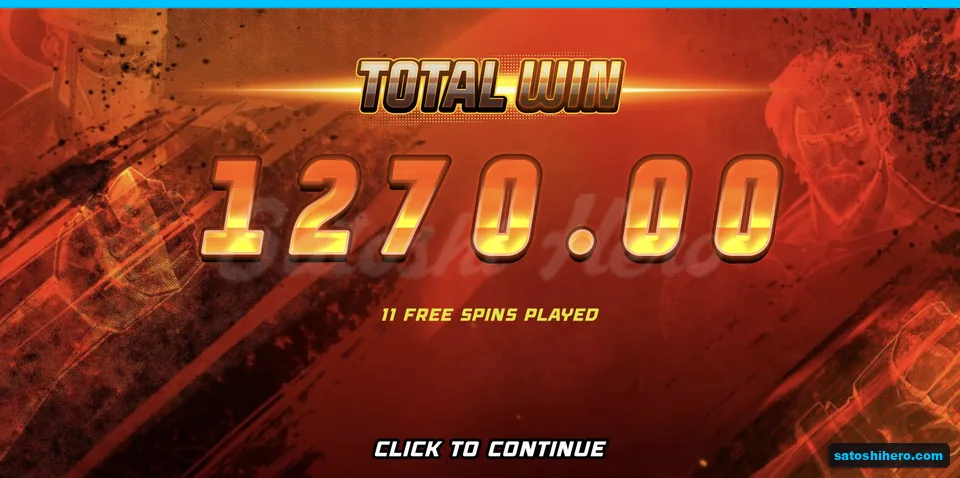 Total Win screen shows 1270.00 from eleven spins
