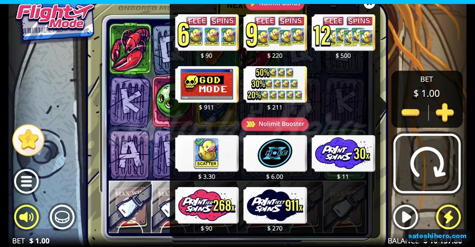 Bonus buy menu lists spin prices
